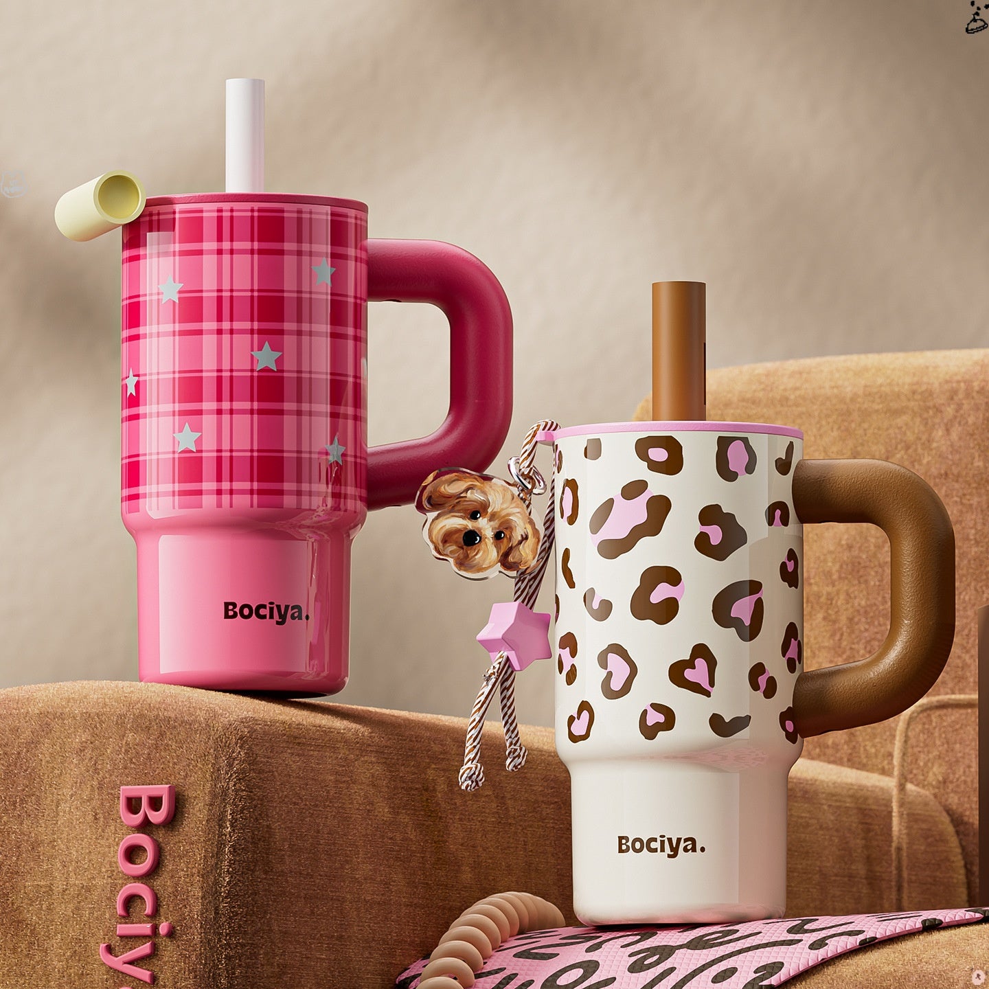 Portable Water Bottle with Straw, Thermal Insulated, 700ml - Multi Colors