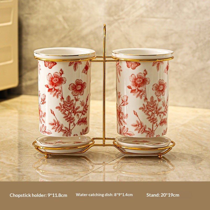 Ceramic Chopstick Holder Kitchen Storage Rack for Household Organization