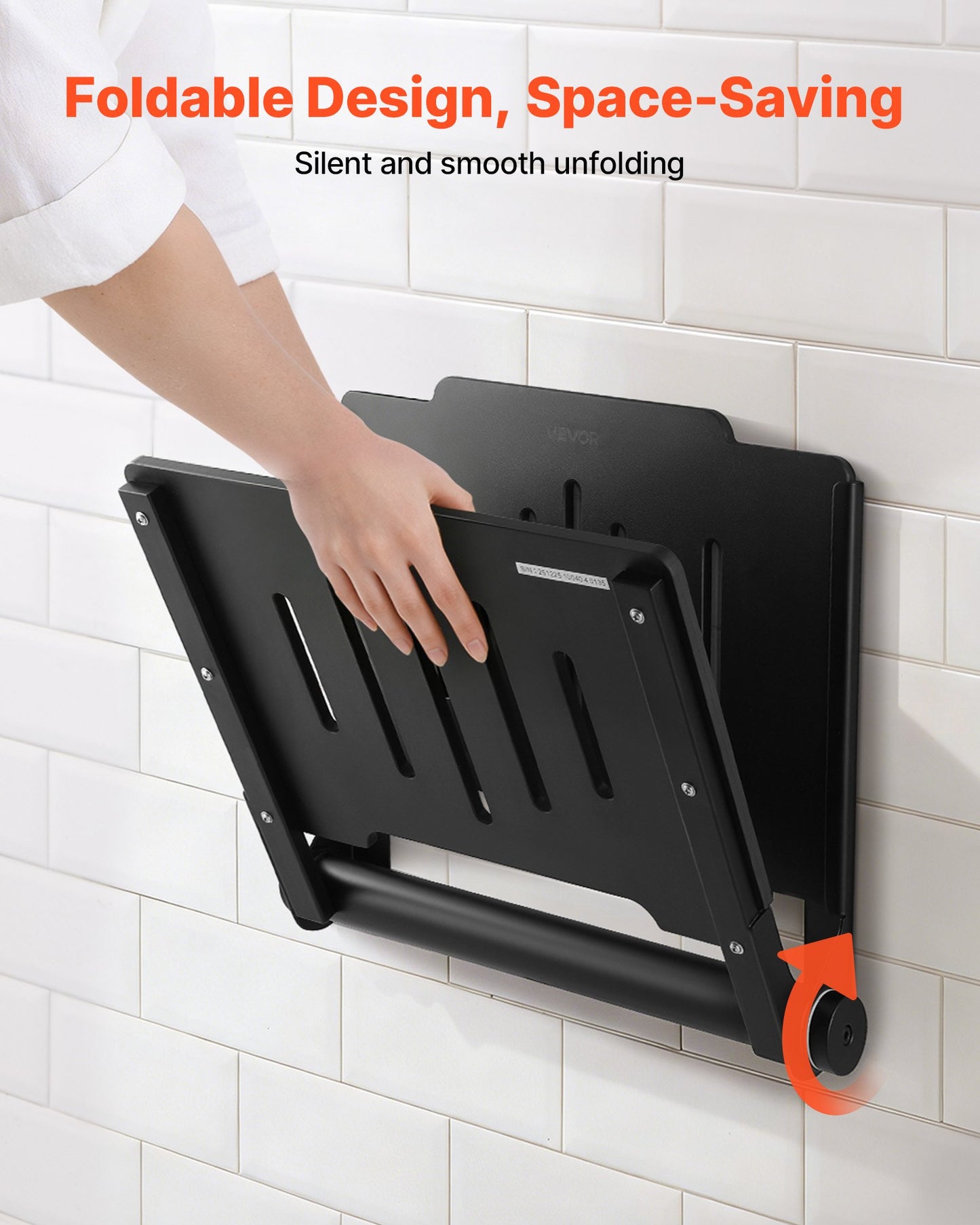 Foldable Wall-Mounted Shower Seat with Backrest – Supports 400 lbs, Space-Saving Bathroom Bench