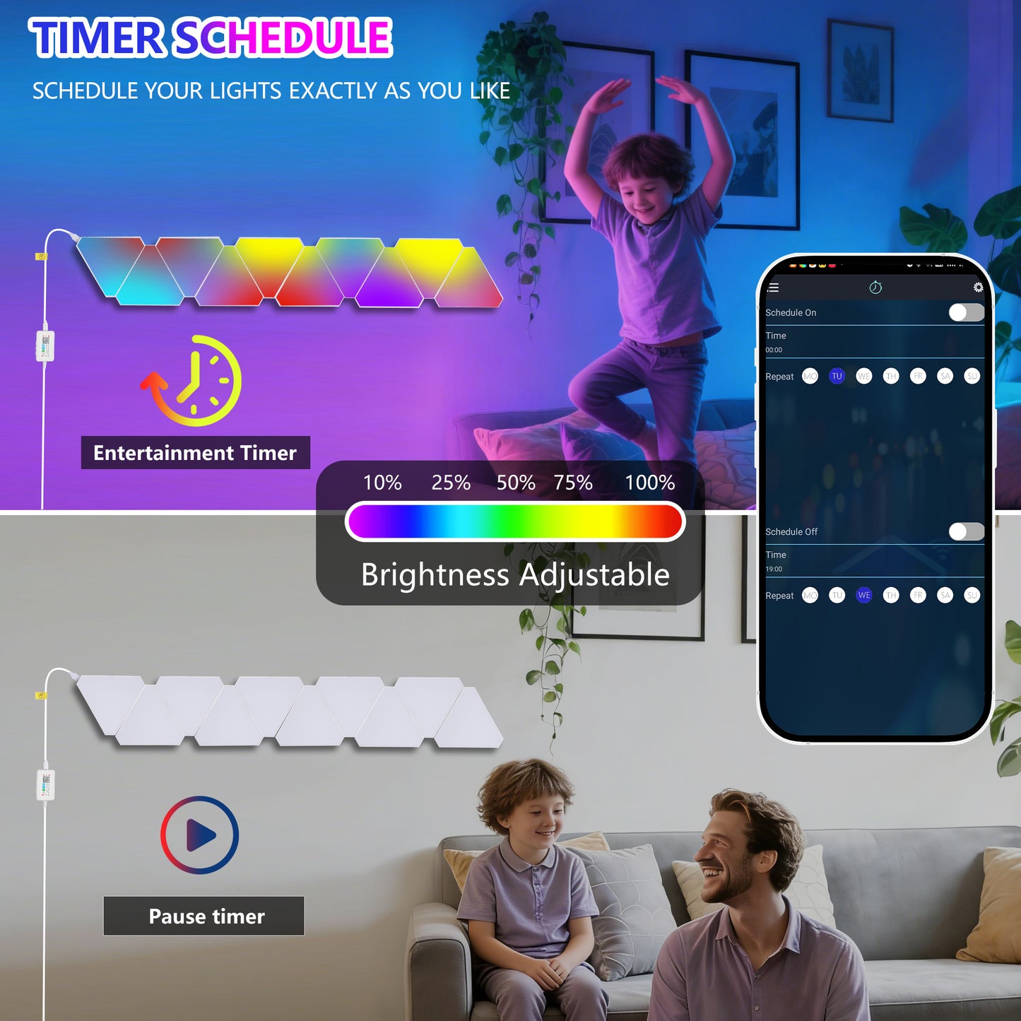RGB Modular LED Wall Panel Lights - Music Sync, App Control for Bedroom & Game Room Decor