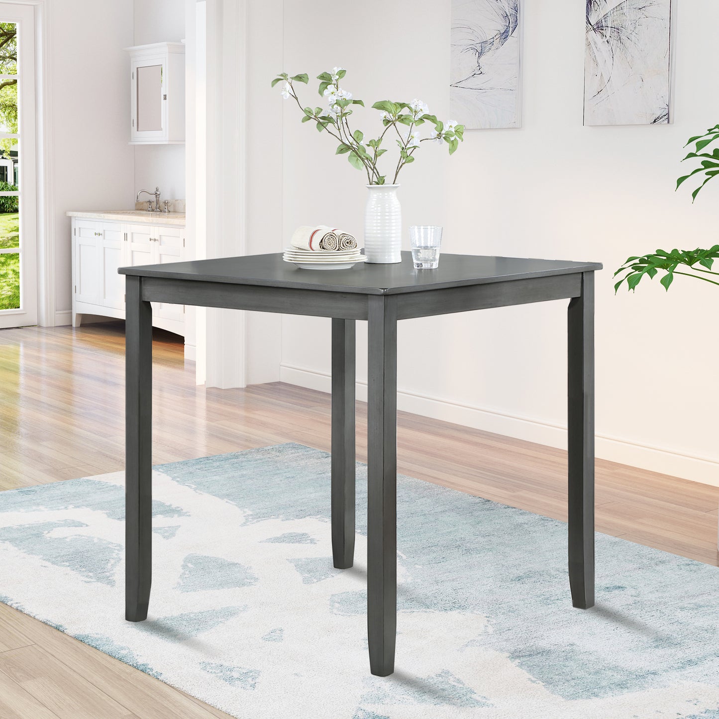 Counter Height Square Dining Table for 4 - Gray Acacia Wood