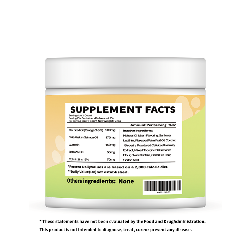 Omega 3-6-9 Dog Supplement Soft Chews with Salmon Oil & Biotin - 40 Servings