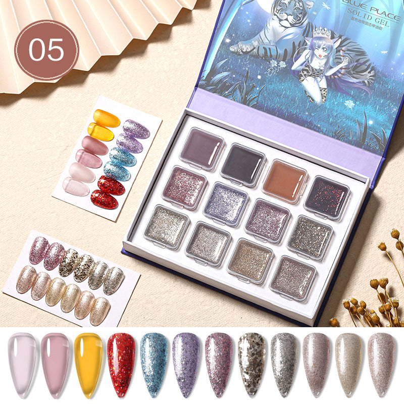 12-Color Nail Art Solid Glue Kit