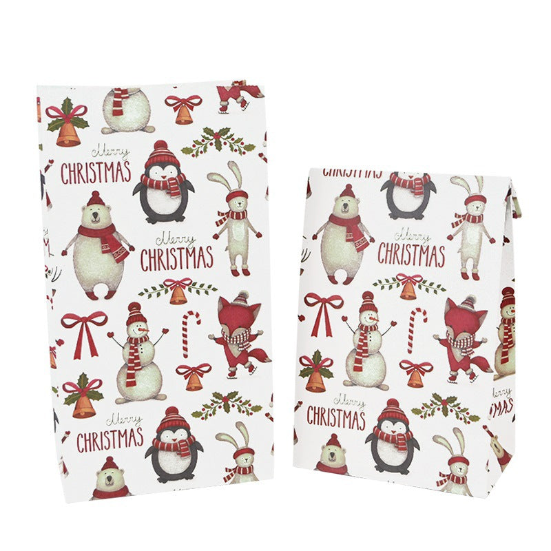 Christmas Printed Kraft Paper Candy & Biscuit Bags - Holiday Party Supplies