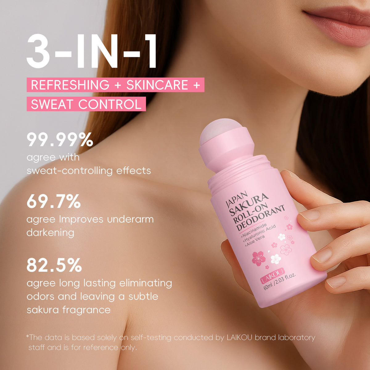 Cherry Blossom Fragrance Body Roll-On Deodorant 60ml Pink - Antiperspirant for Women