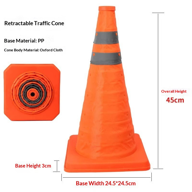 Retractable Traffic Cone Set with Lights & Chain for Road Safety