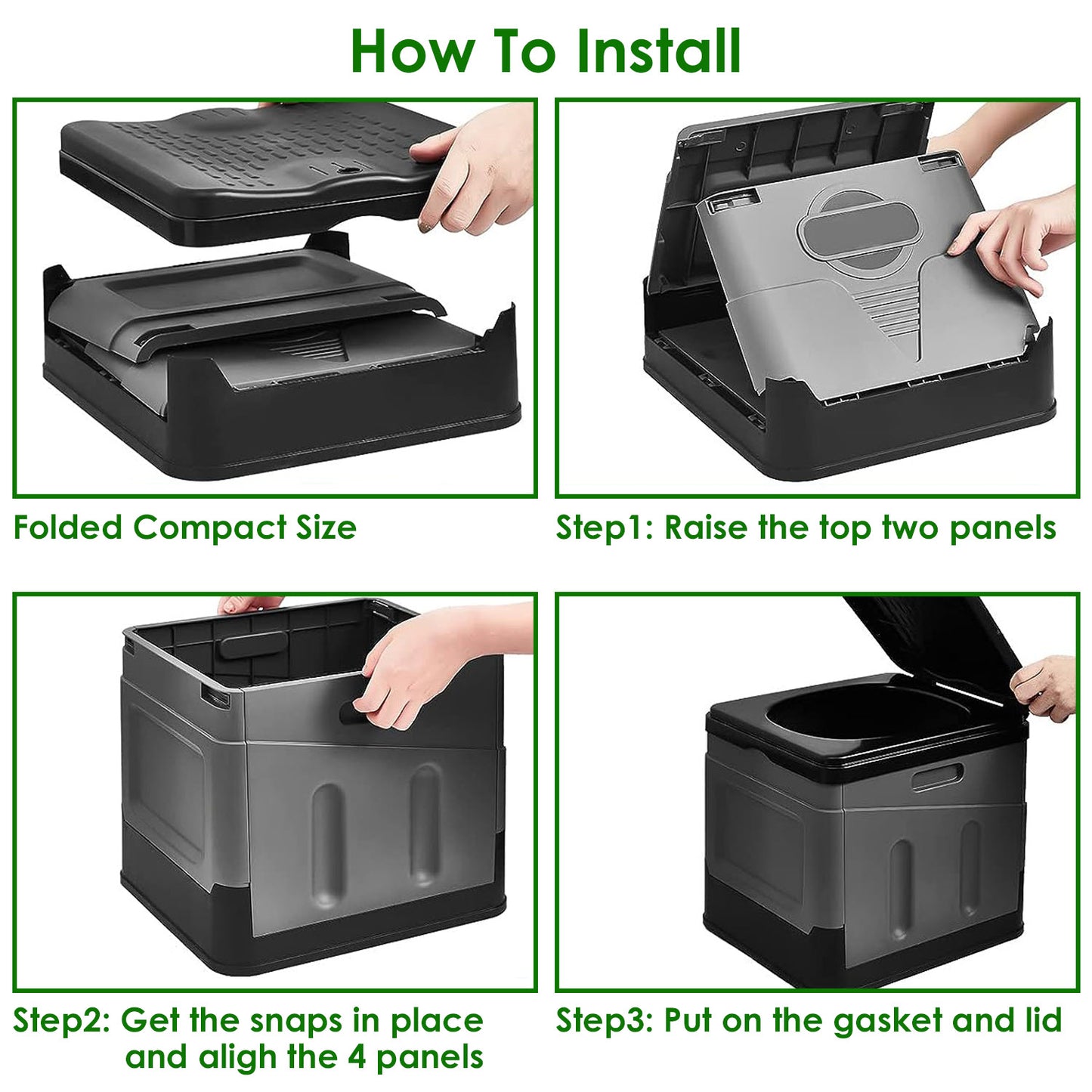 Portable Outdoor Toilet with Lid - 20L Capacity, Collapsible