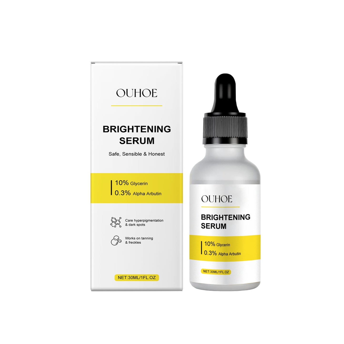 Brightening Facial Serum with Rose Oil & Hyaluronic Acid - 30ml