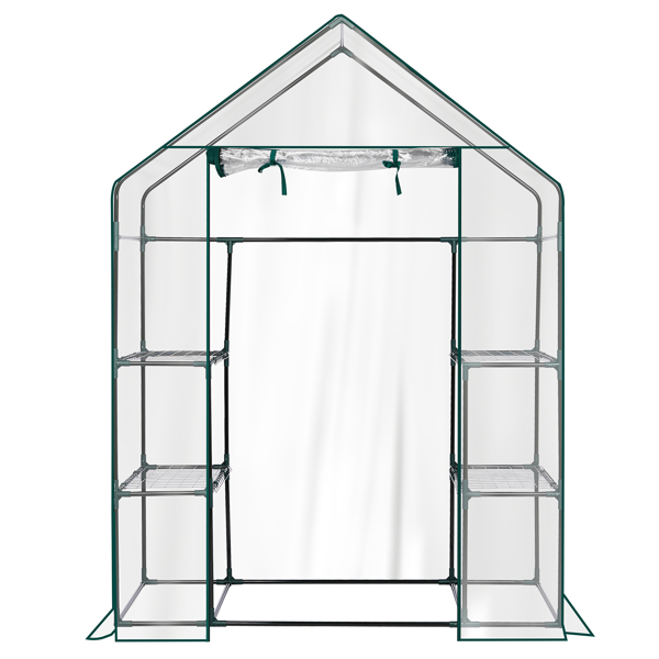 Mini Walk-In Greenhouse with PVC Cover, 4-Shelf Indoor Outdoor Garden Greenhouse 56x29x77 Inches