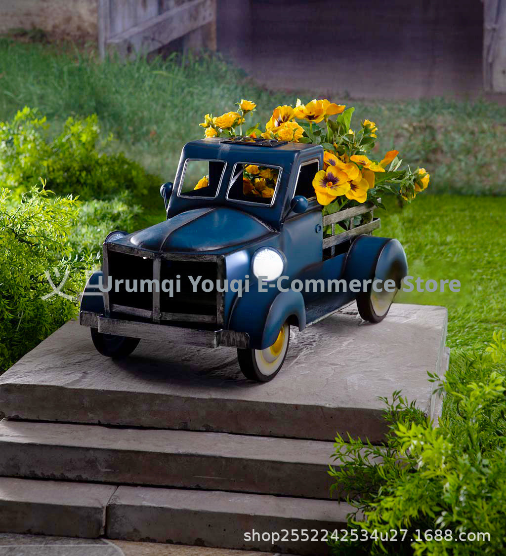 Blue Pickup Truck Flower Pot - Decorative Garden Planter, 1 Piece