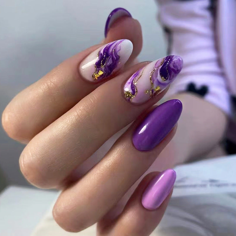French Red Flower Nail Stickers - Light Purple Art Fake Nails, W1737