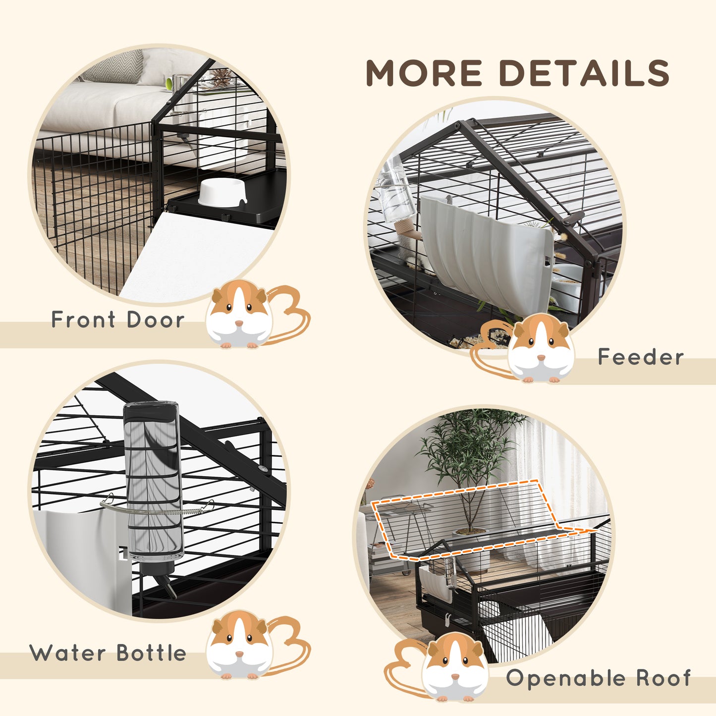 Small Animal Playpen Cage with Wheels and Water Bottle - 46.5 Inches