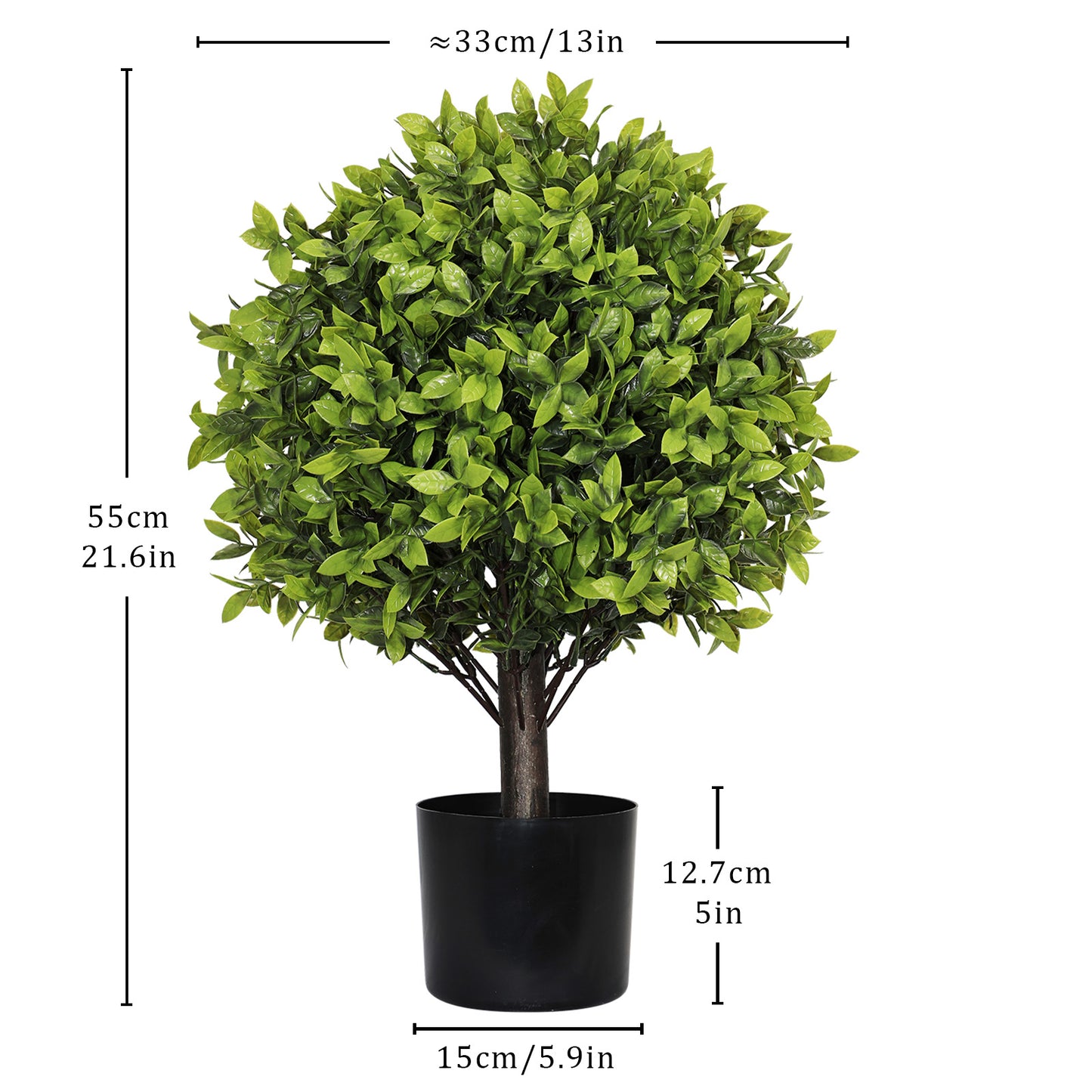 22-Inch Artificial Boxwood Topiary Ball Trees - 2 Pack