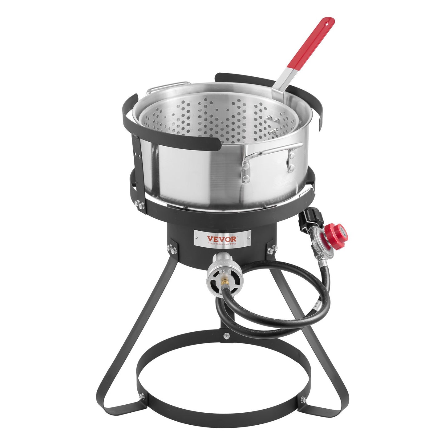 10 Qt Outdoor Propane Deep Fryer Kit with Basket - Silver