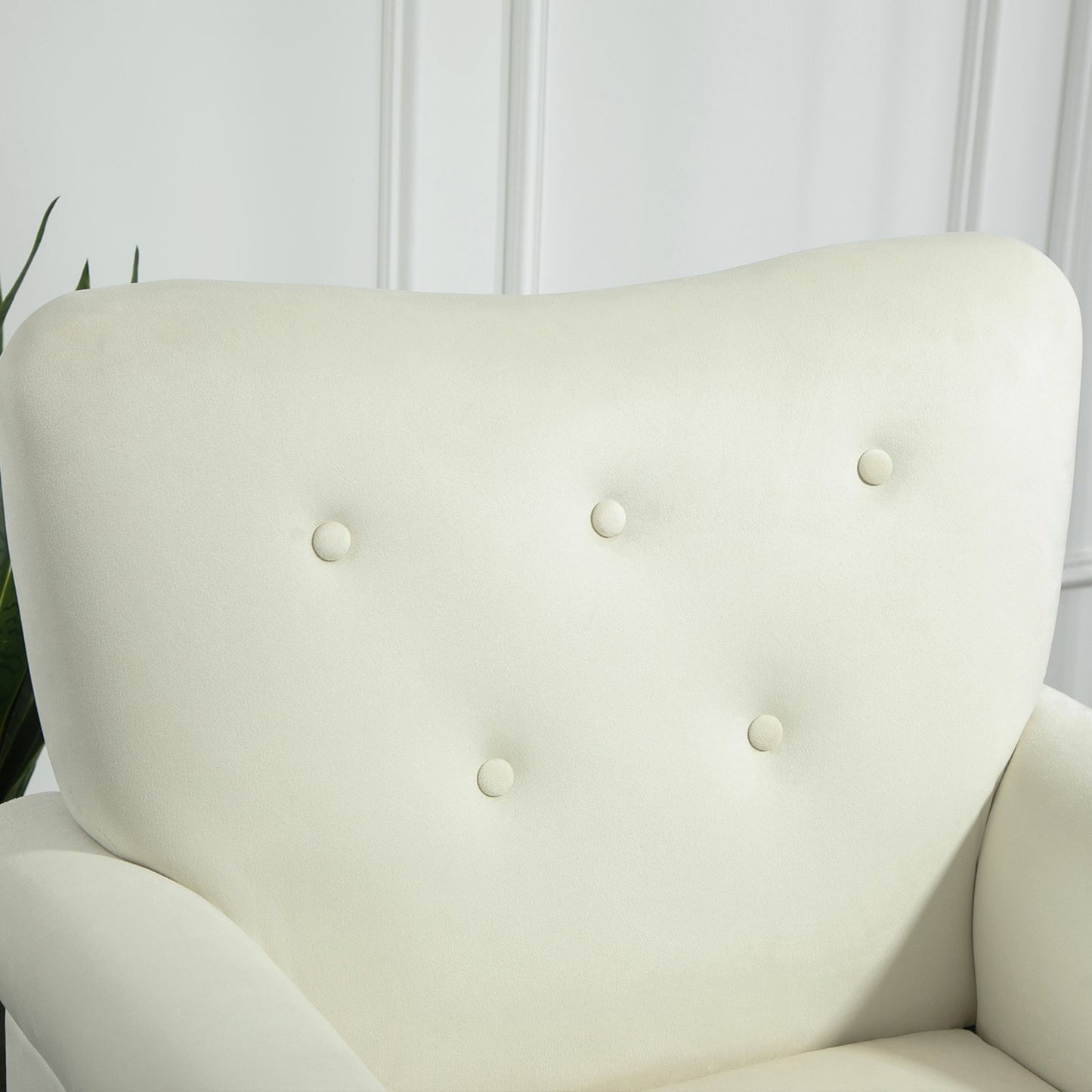 Mid-Century Modern Wingback Accent Chair, Upholstered Fabric Armchair