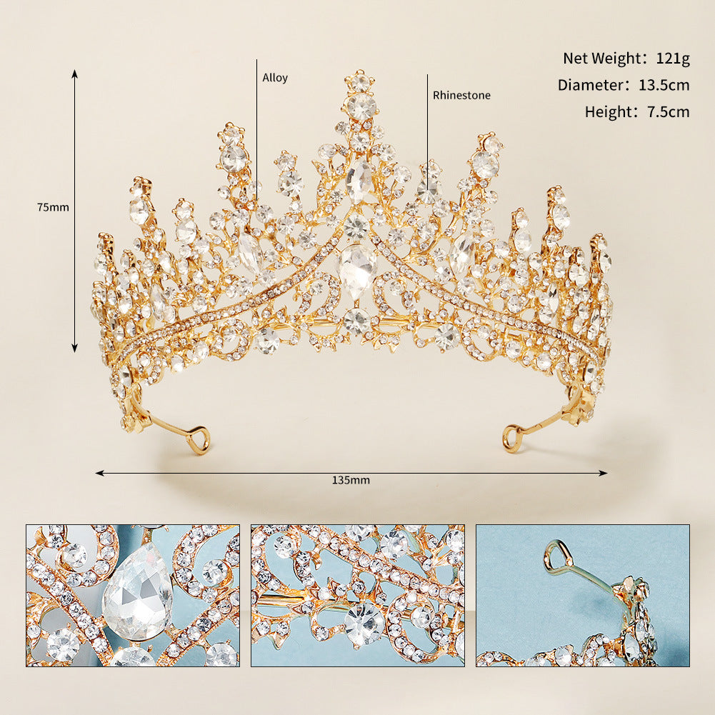 Luxury Diamond Alloy Crown Headband - Gold