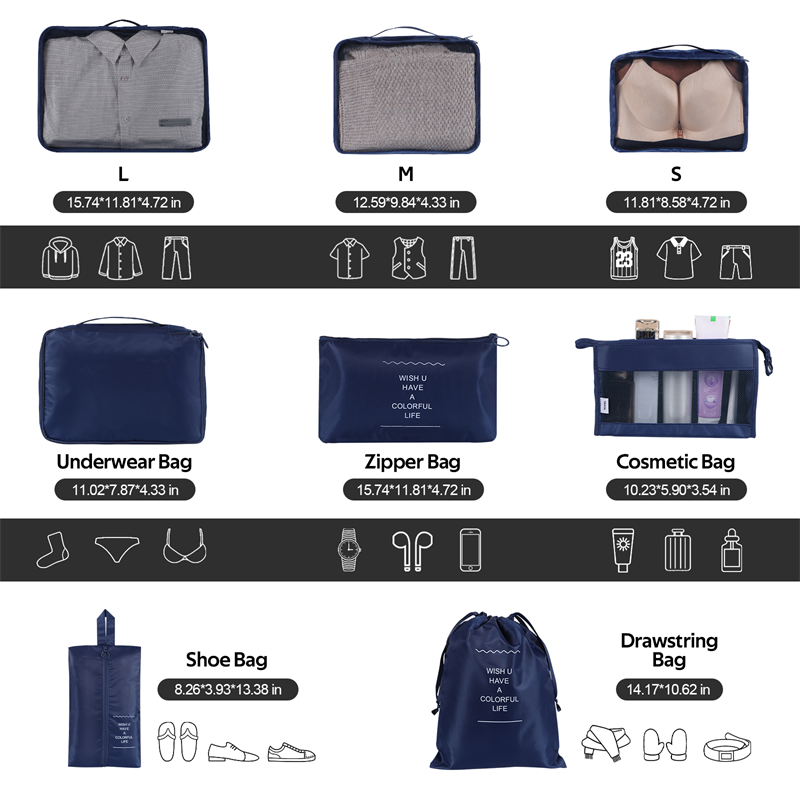 Solid Color Clothing & Wardrobe Storage Bags - Set of 8 or 9