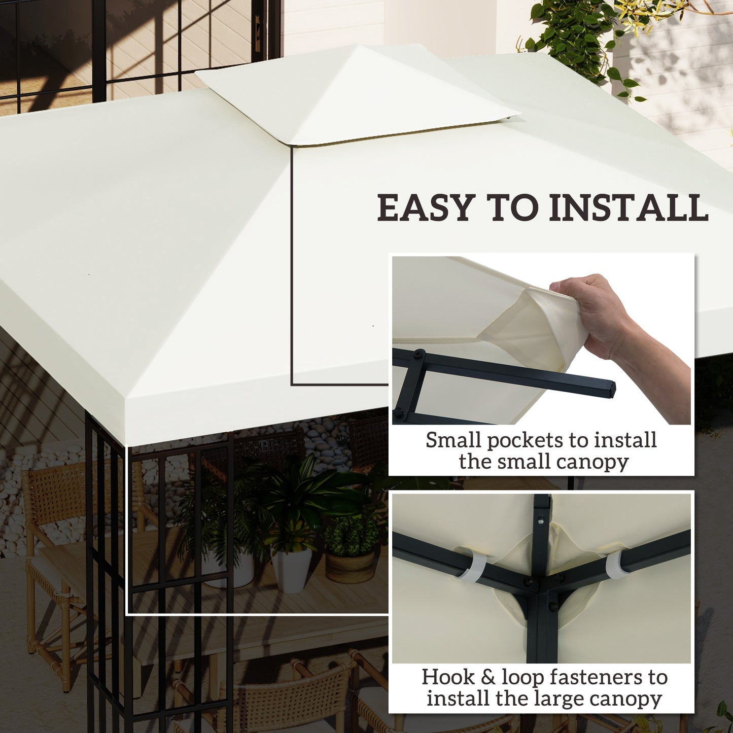 Replacement Canopy Top for 10x10 Gazebo - Cream White
