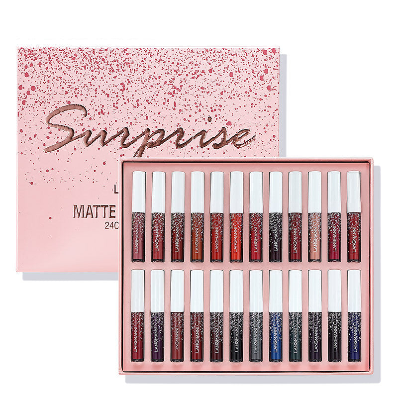 24 Pack Lip Gloss Set - Waterproof Matte Nonstick Lipstick Collection
