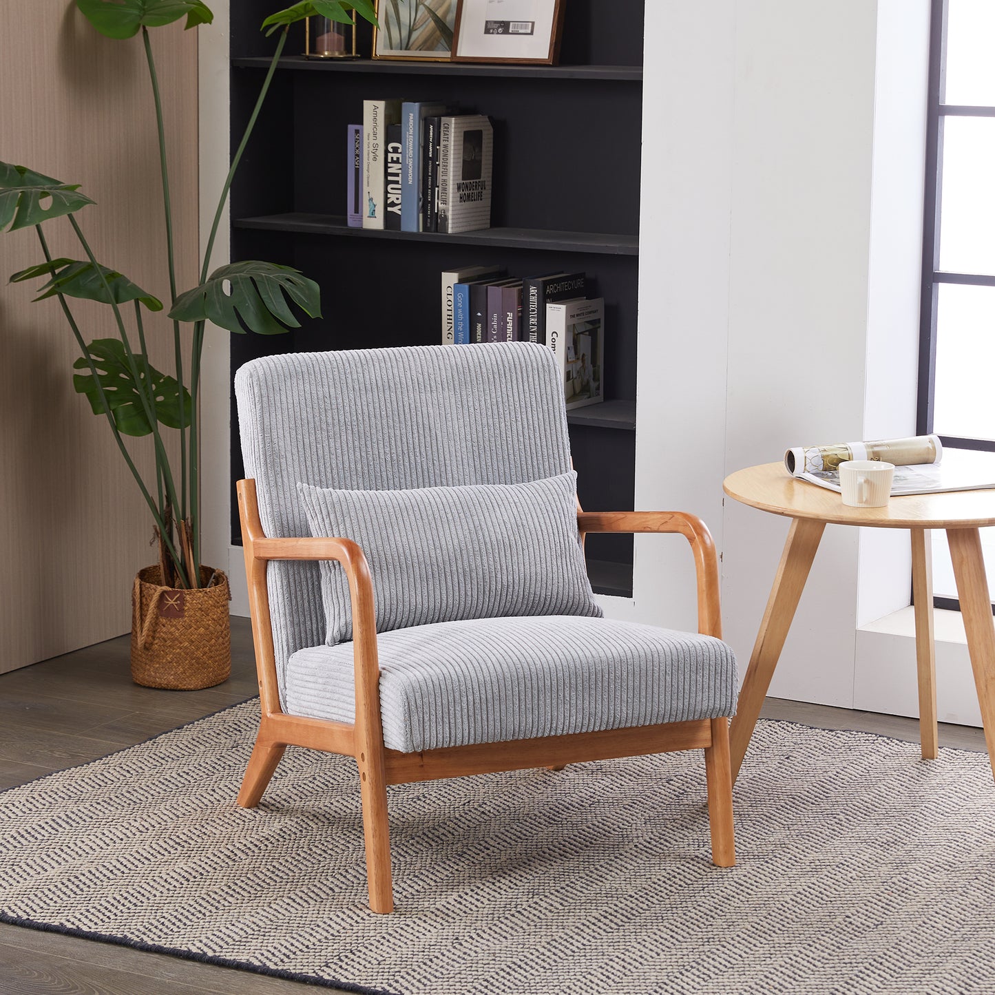 Mid-Century Modern Upholstered Accent Chair - Light Gray