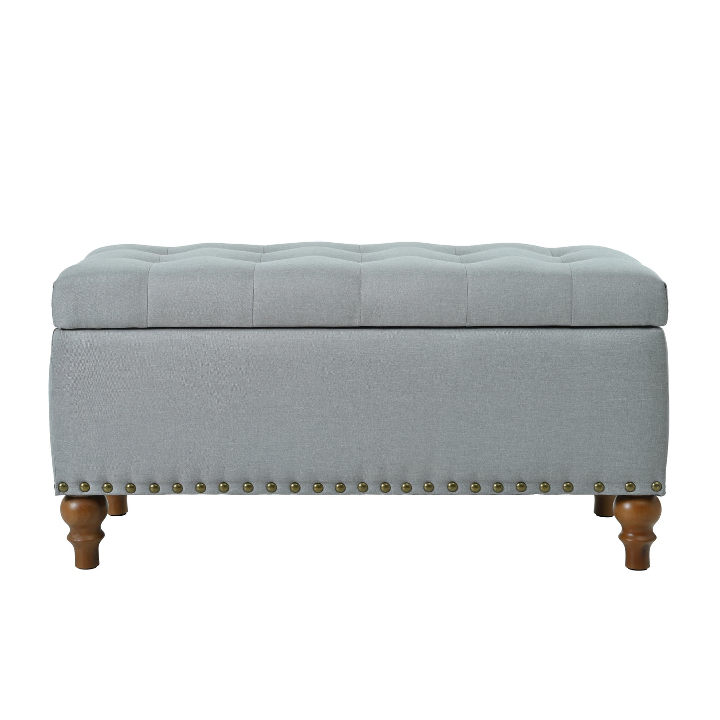 Ottoman Storage Bench, Recessed Support Hinge Top Easy To Open, Rivet