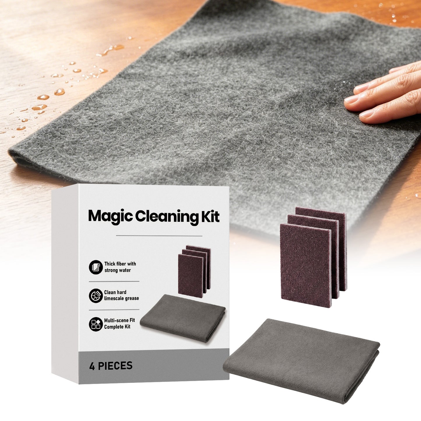 Home Cleaning Kit with Nano Cloth and Sponges - Suit Style
