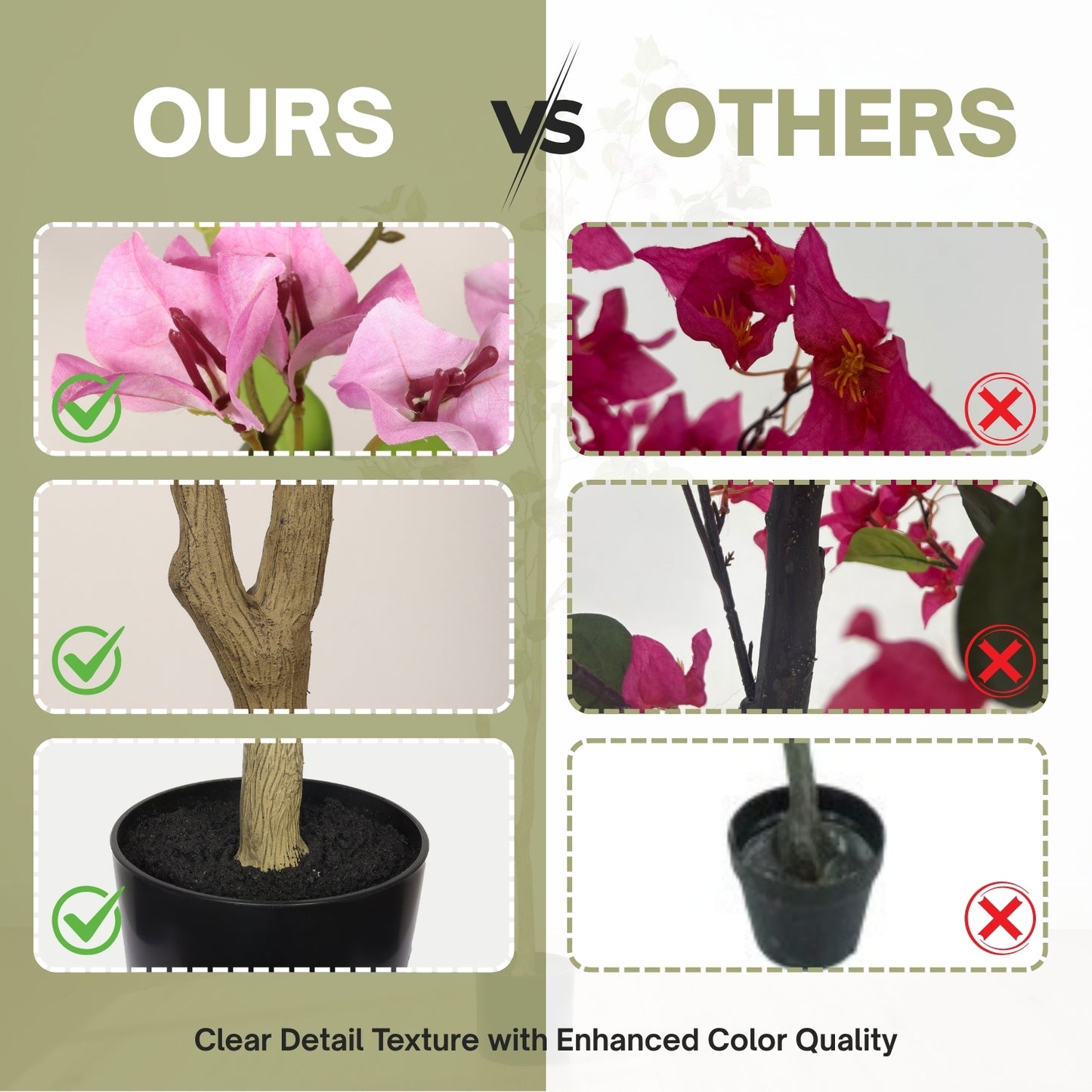 60-Inch Artificial Bougainvillea Tree - Baby Pink & Green Leaf
