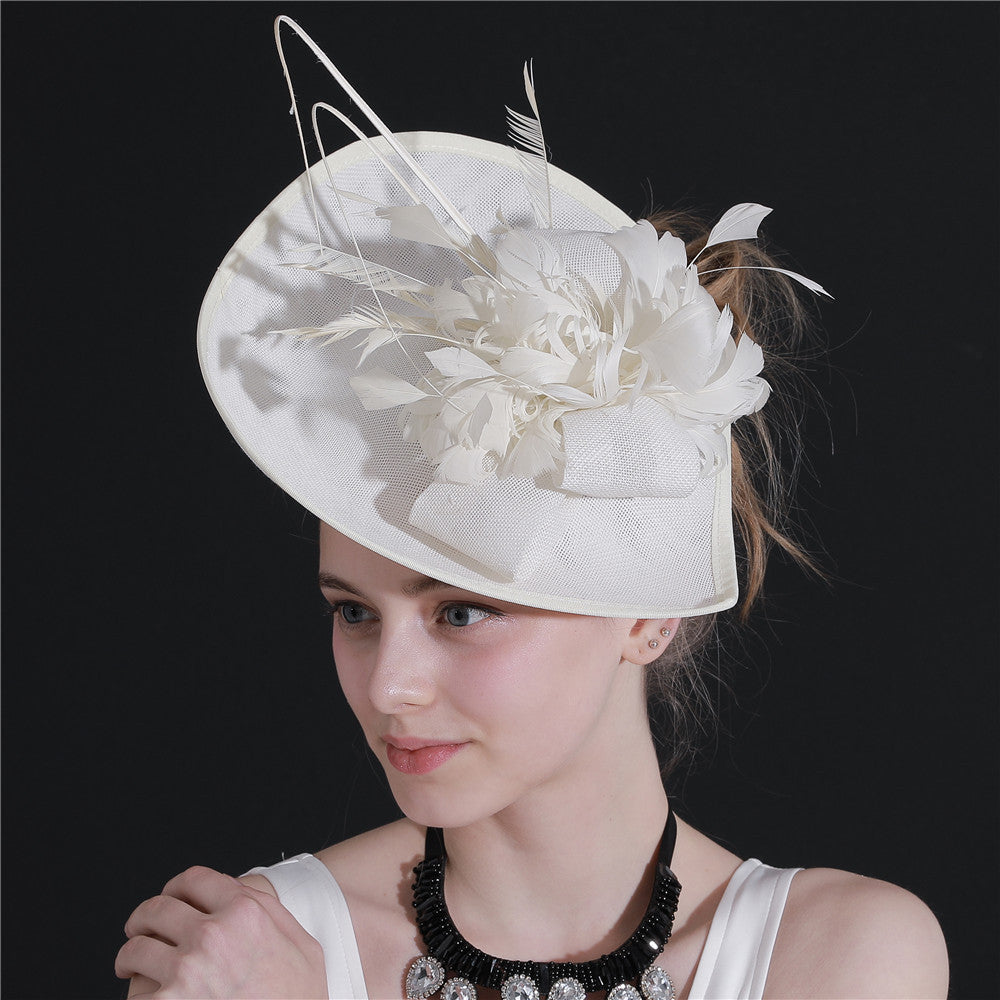 Dome Top Hat with Feathers - Women's Hair Clip
