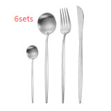 Stainless Steel Dinnerware Set - Thick Portuguese Cutlery, Silver Finish