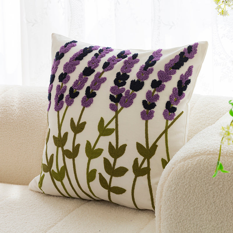 Flower Embroidery Pillow Cover - Decorative Cushion Cover for Living Room