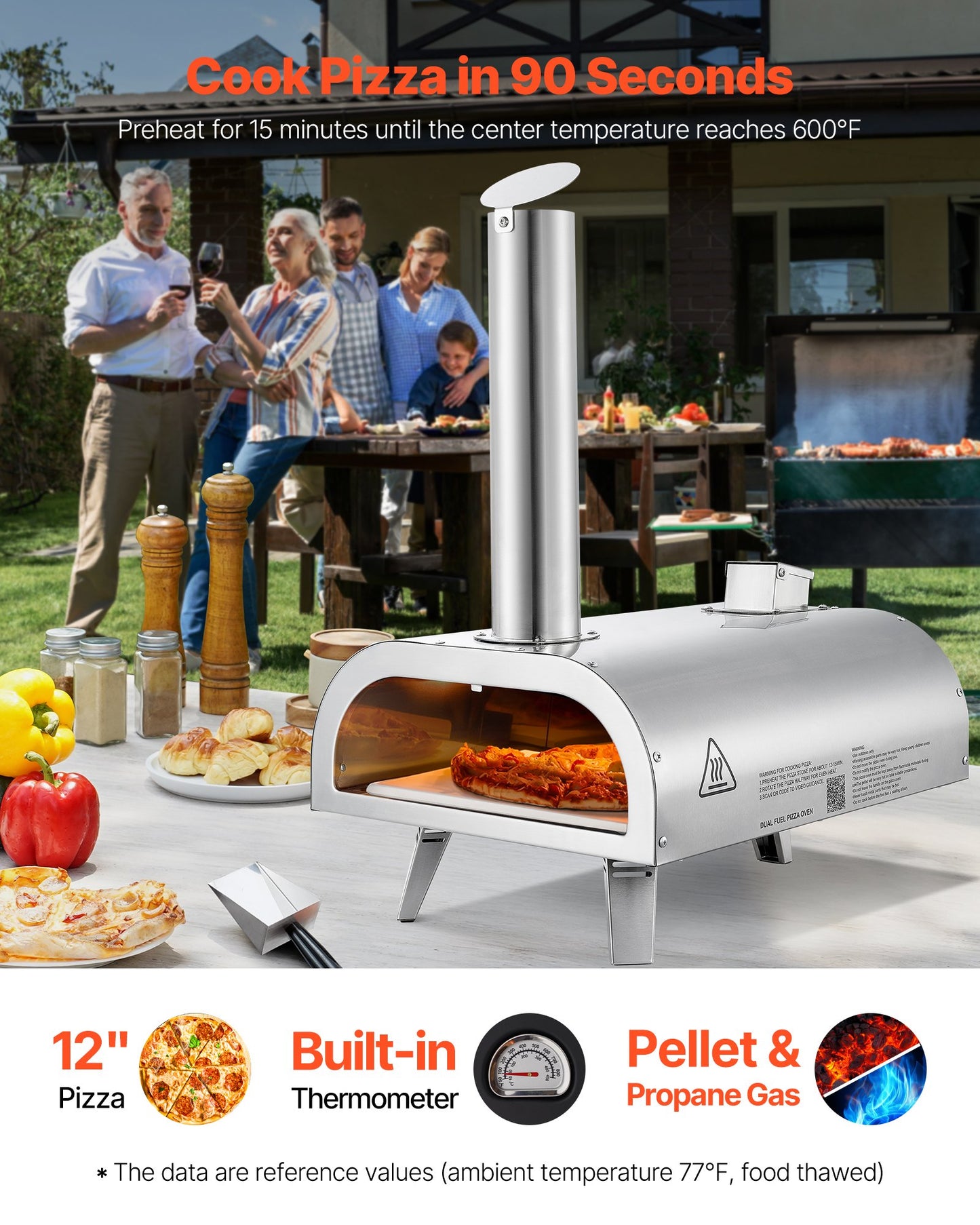 Outdoor Portable Pizza Oven - Dual Fuel for Camping