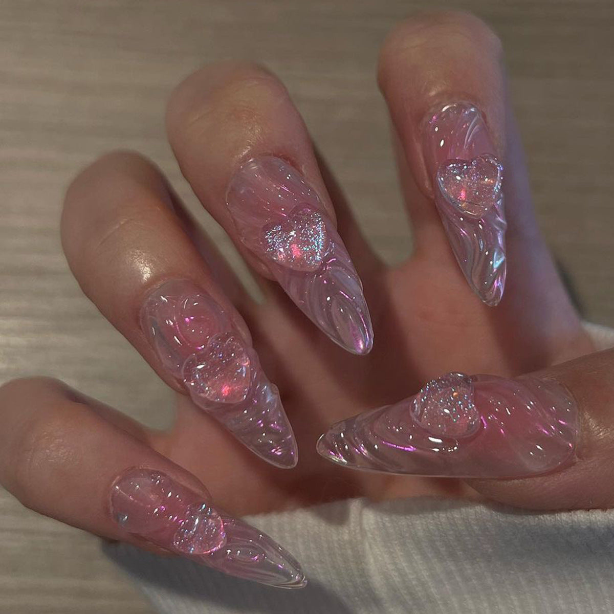 3D Rhinestone Fake Nails Set - Multiple Colors for Nail Art & Manicure