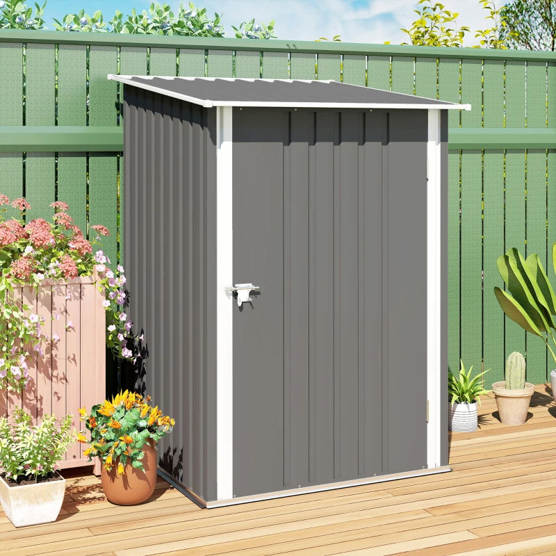 Galvanized Steel Garden Storage Shed with Lockable Door - Gray, 39x40 Inches