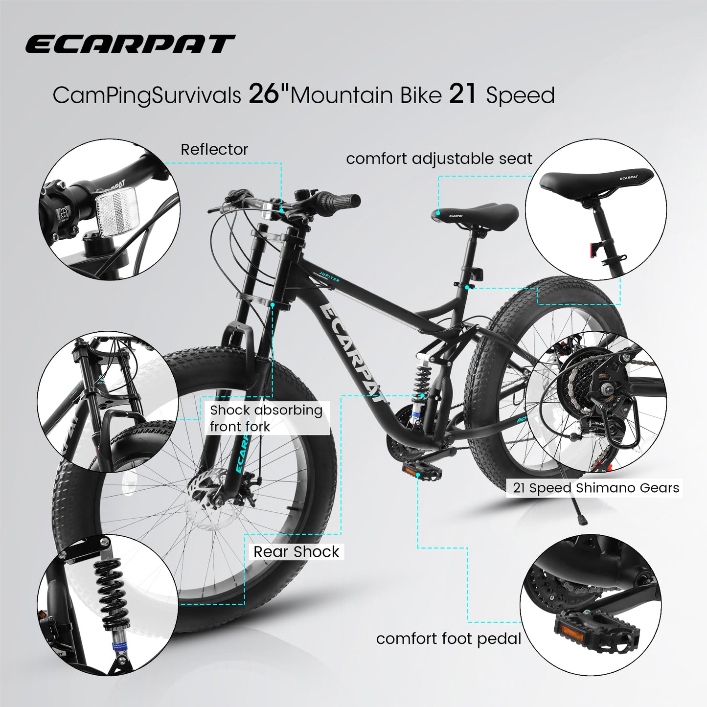 26-Inch Full-Suspension Mountain Bike with 21 Speeds & Disc Brakes
