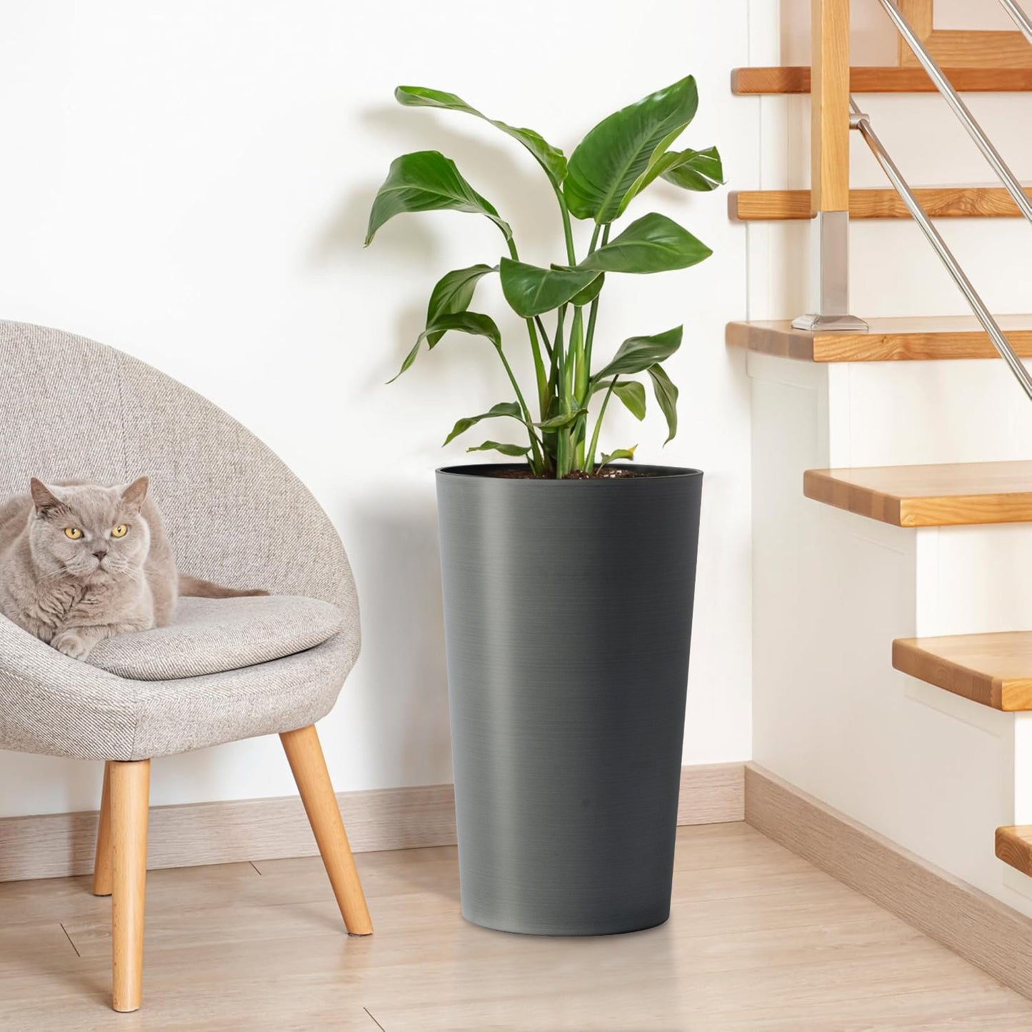 2 Pack Tall 21.7 In Planters For Outdoor Plants Modern Square Planter