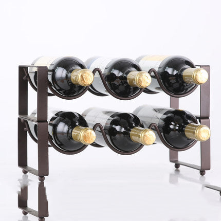 Stackable Wine Bottle Rack with Iron Shelf - Multiple Styles Home & Kitchen Decor
