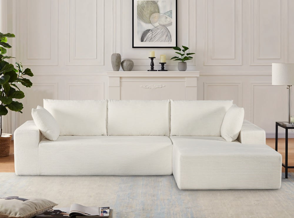 CozyForm Convertible Sectional Sofa In Soft Corduroy, Modern Comfy