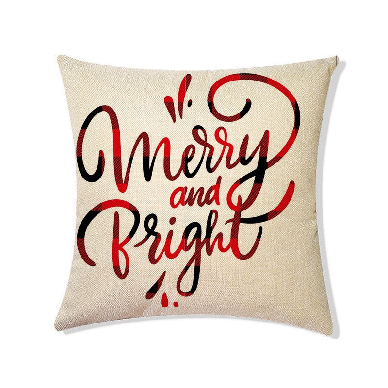 Christmas Linen Pillow Cover - Holiday Home Decor, 45x45cm, Nordic Style