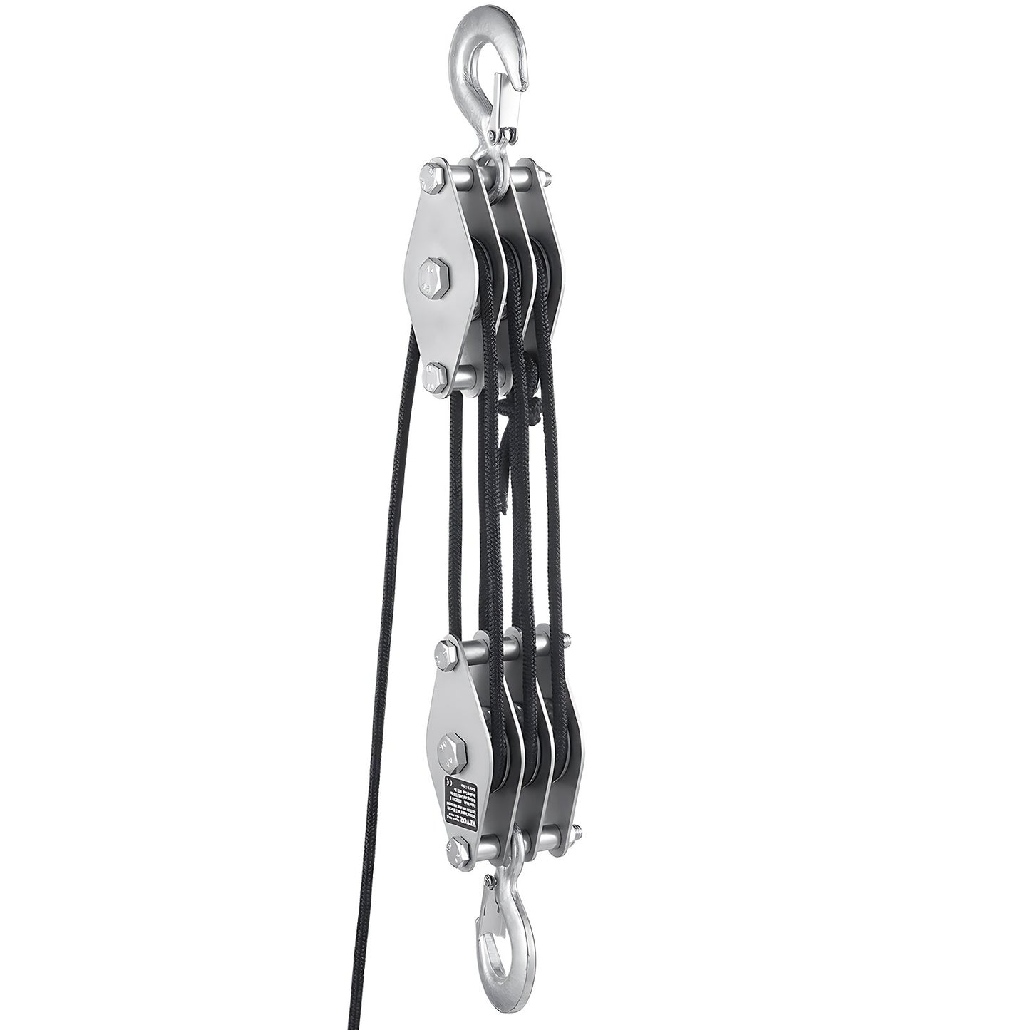 4400 lbs Heavy Duty Rope Hoist Pulley System with 100 ft Rope - 5:1 Lifting Ratio