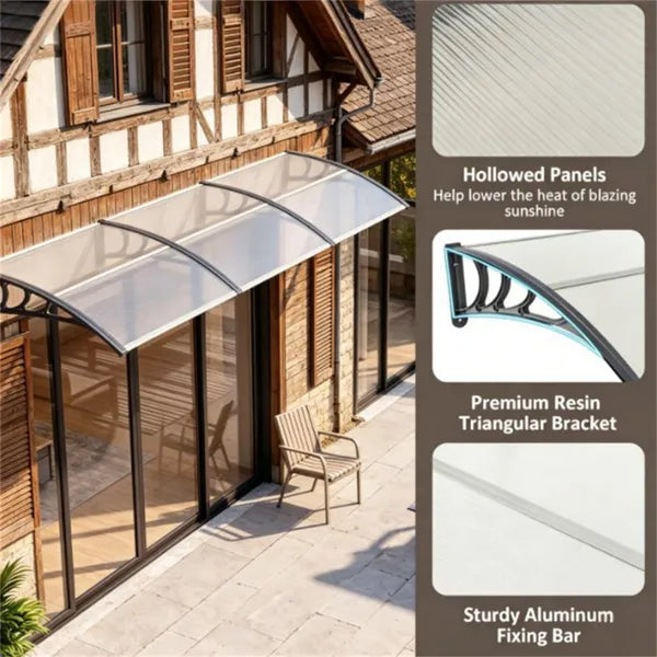 39"x30" Waterproof Window Door Awning - Modern Gray Canopy