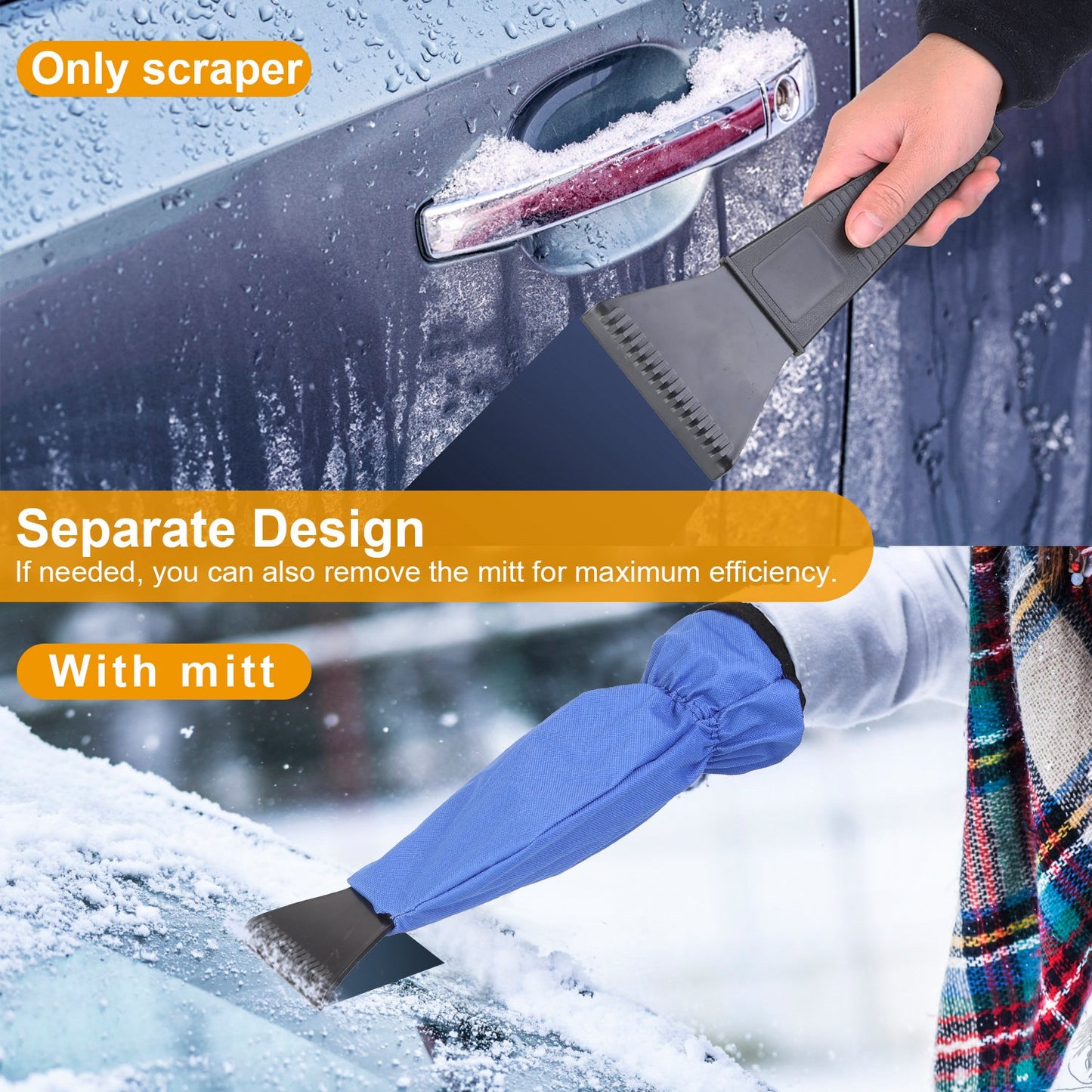 Ice Scraper Glove with Fleece Lining - Winter Car Accessory