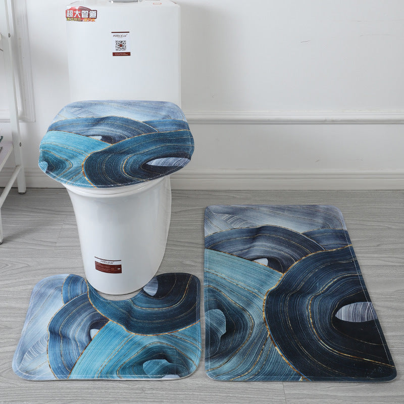 Underwater World 3D Printed Toilet Floor Mat Set - Bathroom Decor & Non-Slip Rug