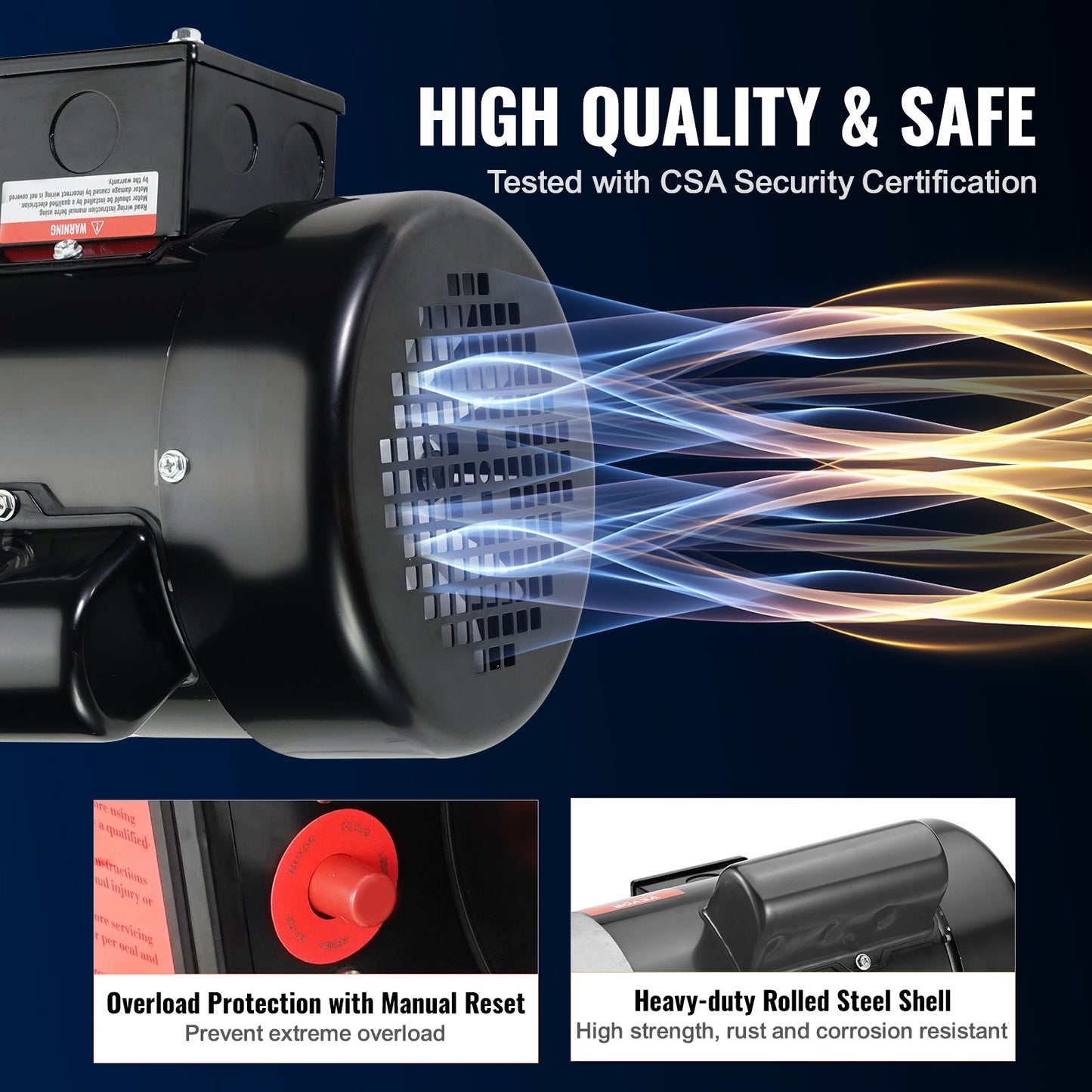 1HP Reversible Electric Motor 1725 RPM for Air Compressors & Agricultural Equipment - 56C Frame, 5/8'' Shaft, 115/230V