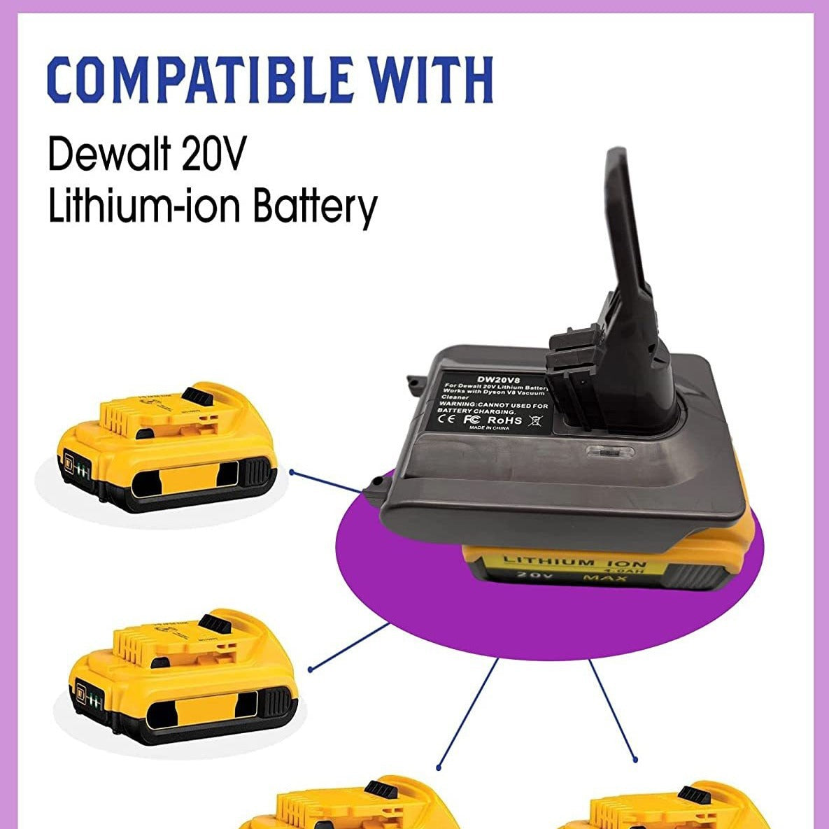 Battery Adapter for Dyson Vacuum Cleaners - Tool Battery Conversion