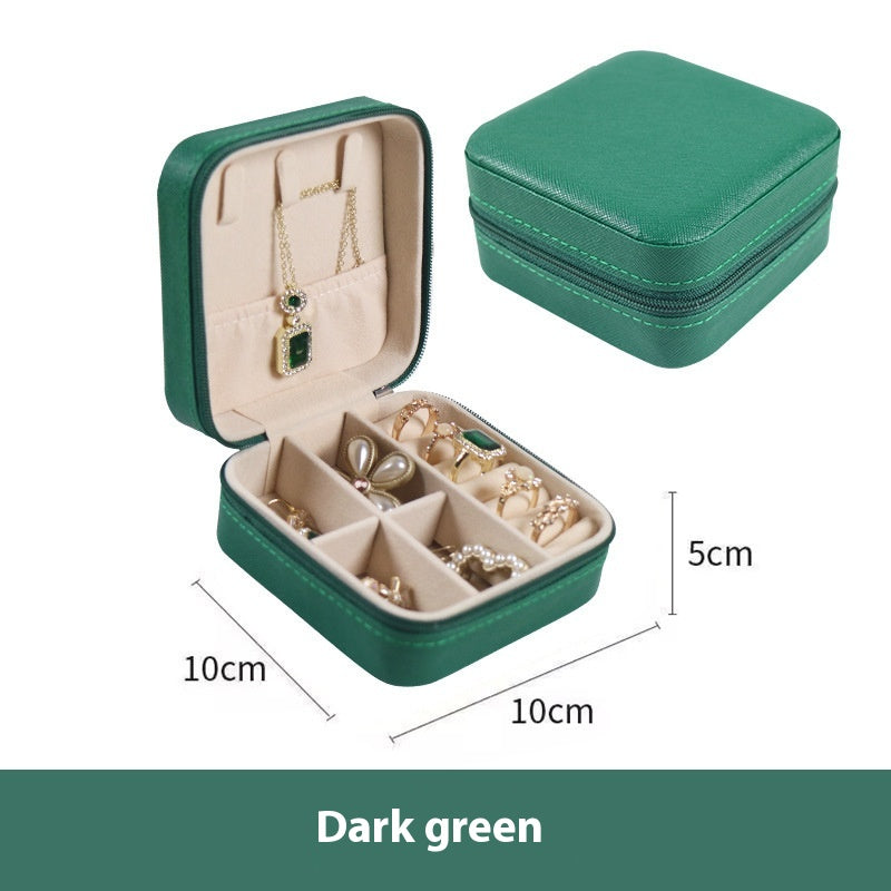Portable Jewelry Box with Velvet Interior for Rings and Earrings