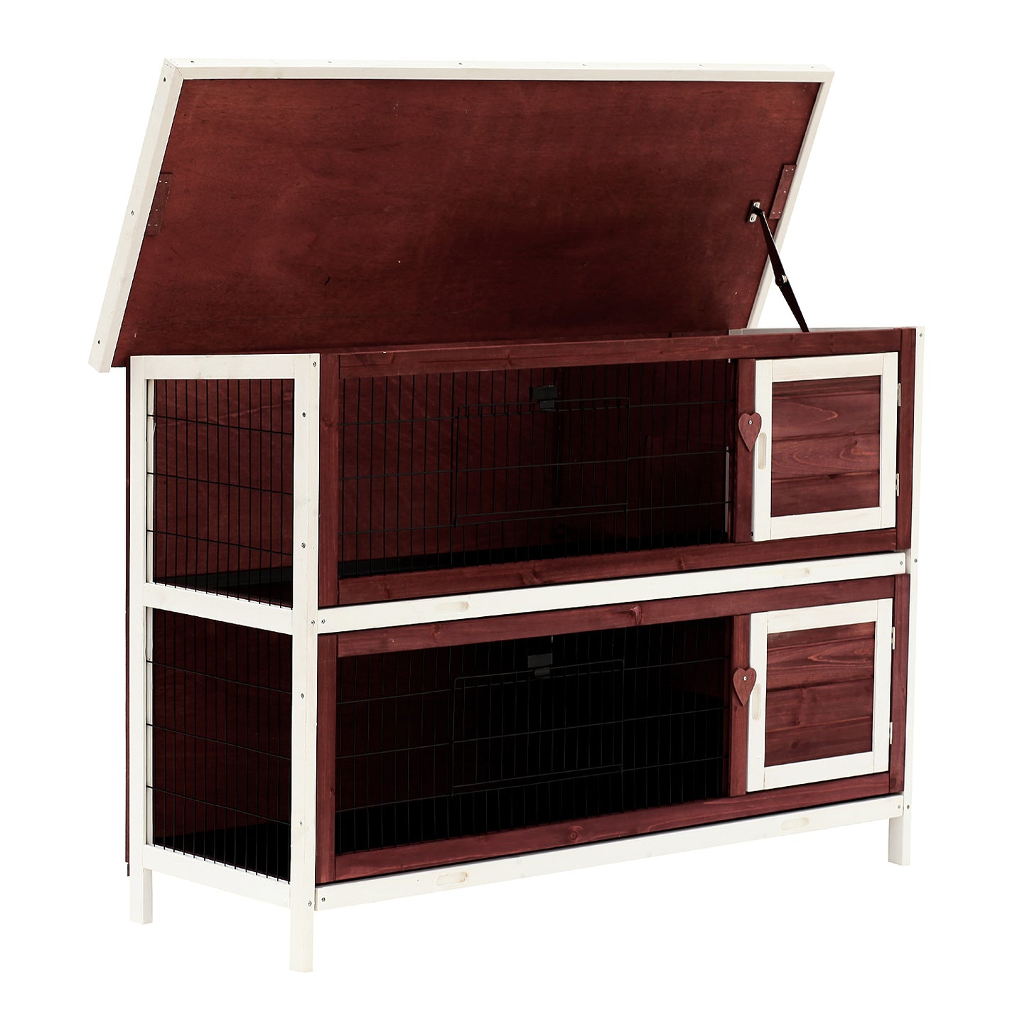 Weatherproof Wooden Rabbit Hutch with Enclosed Run and Pull-Out Trays - 54 Inches