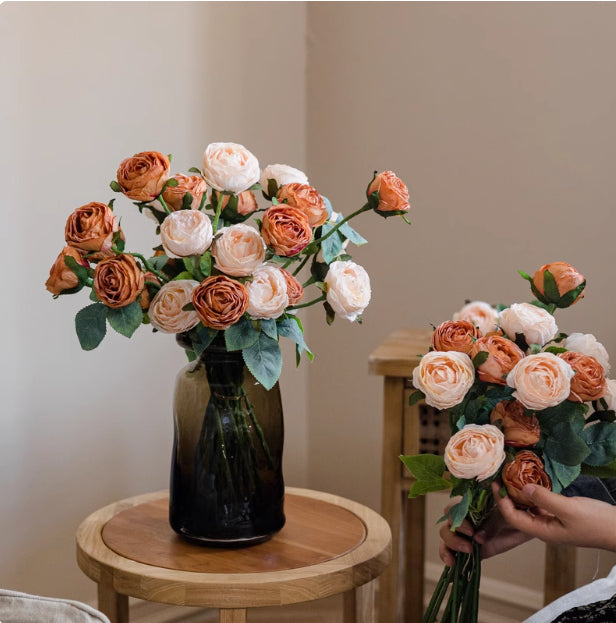 Artificial Rose Flower Decor for Living Room - Fake Flower Bouquet for Home & Garden