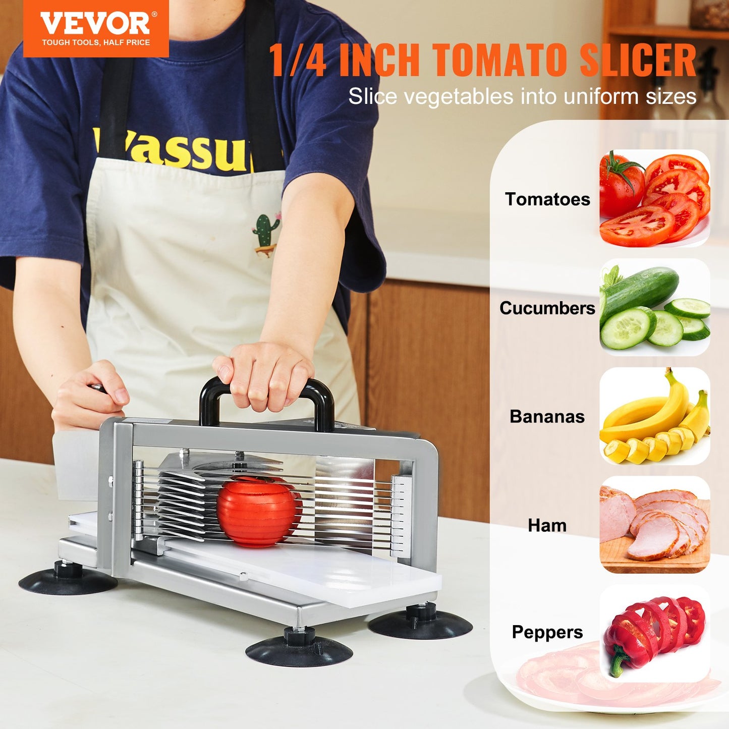 Commercial Tomato Slicer 1/4 Inch Stainless Steel Heavy Duty Kitchen Cutter