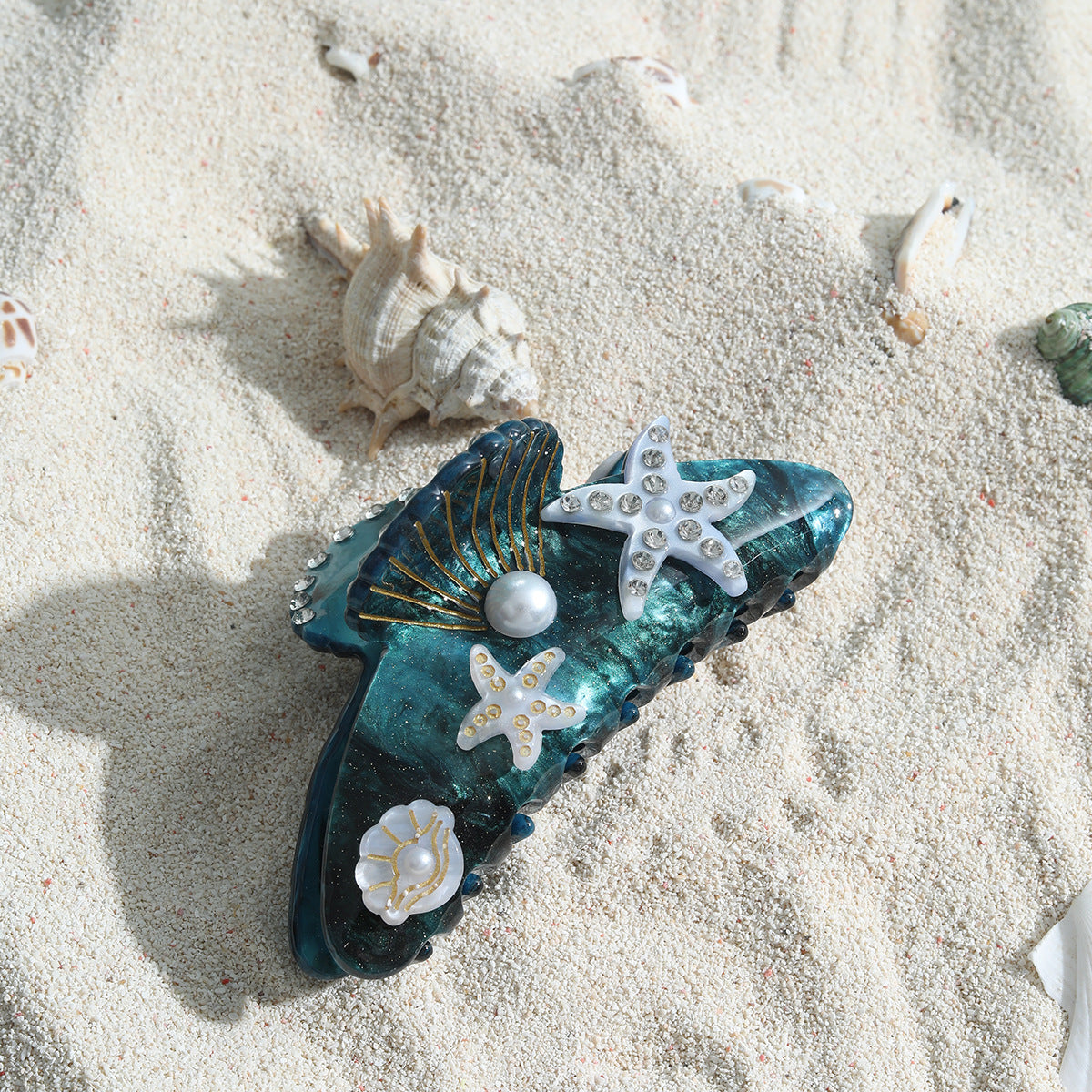 Acrylic Starfish Shell Hair Barrette