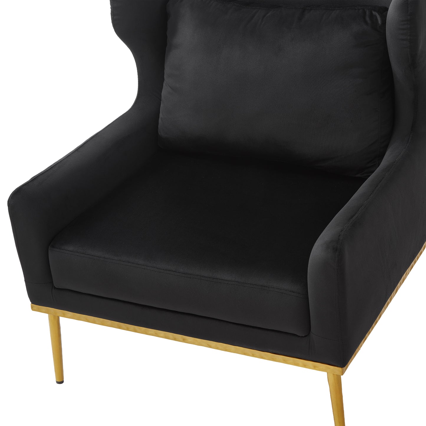 Black Velvet Accent Chair - Modern Armchair for Living Room